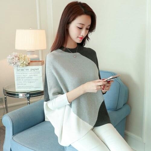 Autumn and Winter Sweaters Female 2018 New Loose Korean Edition Students Doubled Coloured Bat Knitting Bottom Shirt