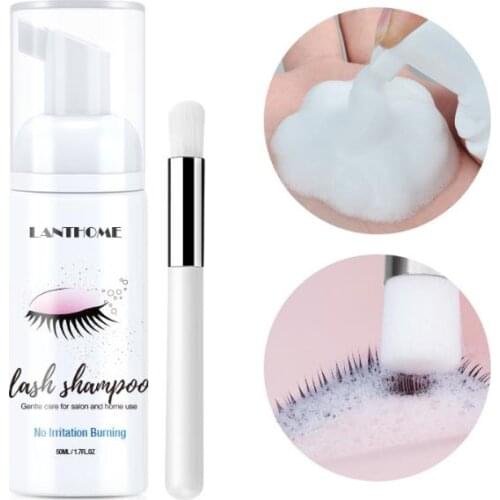 200sets 50ml Eyelash Extension Brush Shampoo Kit Eyelashes Cleaning Foam Pump Design No Stimulation Makeup Clean hot