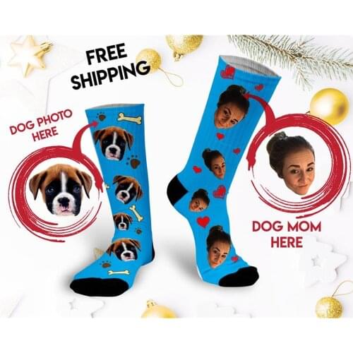 Personalize your pet Dog Matching Owner Photo socks, Matching Dog Owner Custom Face Socks, Mismatched socks