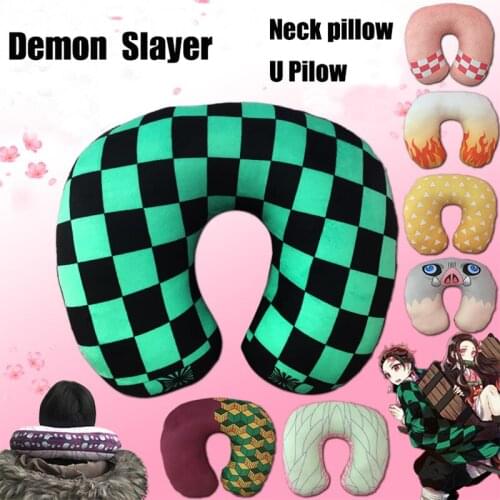 31*24CM Demon Slayer Plush Toys Soft Demon Slayer U Pillow Stuffed Neck Pillow Nezuko Sleep Car Pillow Gifts For Fans Kids