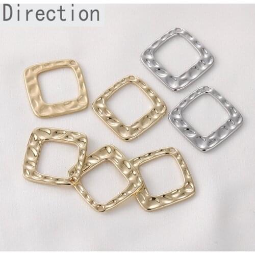 14K gold-coated matte color-preserving concave-convex square geometric hollow pendant diy earrings handmade accessory materials