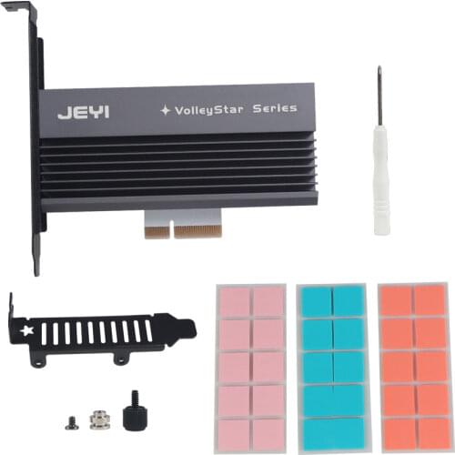 JEYI VolleyStar-PRO Black Heat Sink M.2 for NVMe SSD for NGFF TO PCIE X4 Adapter Heatsink M Key PCI-E 3.0 x4 Full Speed RGB LED