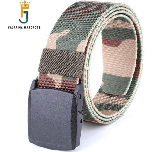FAJARINA Unisex Camouflag Nylon Belt Fashion POM Automatic Buckle Belts Cummerbunds for Couple Accessories 3.8cm Wide CBFJ0057
