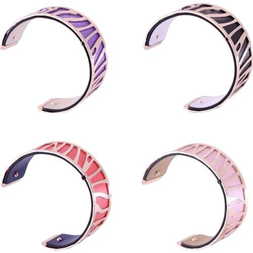 25mm Reverible Bracelet Bangles Reversible Pu Leather Cuff Bangle Parrot Manchette Interchangeable Bracelet Femme for Women