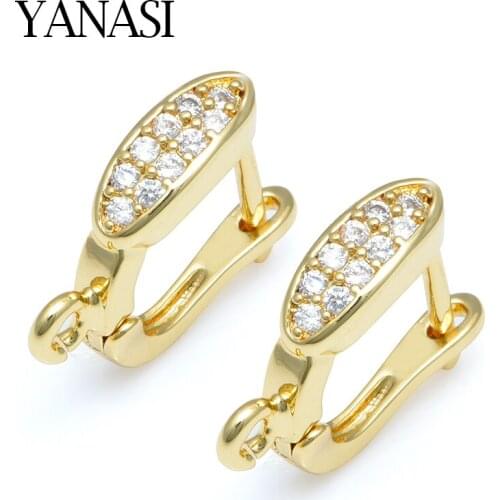 New Fashion Earrings Accessories DIY Findings for Jewelry Making Copper Zircon Rhinestone Handmade Woman Pearl Wedding Gift