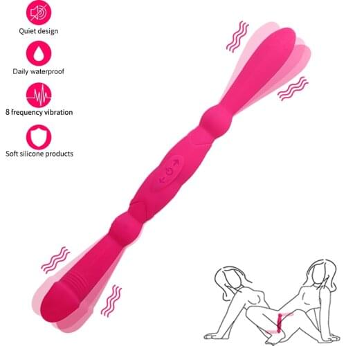 Double Head Vibrating Silicone Dildo 8-frequency Female Masturbator Lesbian Sex Toys Clitoral Vagina Stimulator Adult Product
