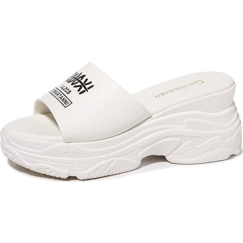 Open-Toed Slope-Heel Slippers Flip-Flops Solid Color WomenS Shoes Water Platform WomenS Shoes