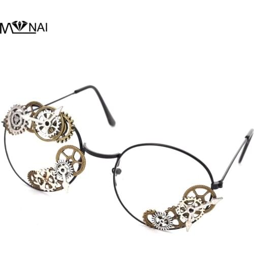 Punk Sunglasses Women Men Metal gear steampunk Vintage Shades Female Eyeglasses Chain Retro Accessories