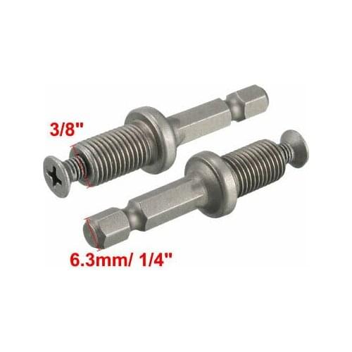 2 Pcs Drill Chuck 3/8" Hex Adapter w Lock Screw for Makita Bosch Impact Driver