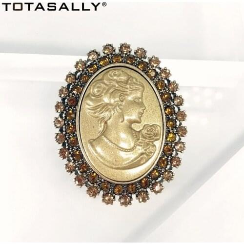 TOTASALLY Women Luxurious Party Brooches Fashion Vintage Queen Flower Pins Resin Stone Pins Gifts Broches dropship