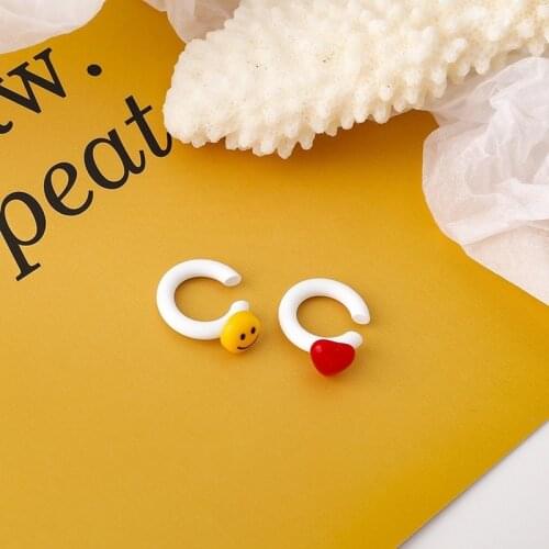 U-Magical Summer Cute Smile Face Open Love Heart Clip Earrings for Women Fashion C Shape Geometrical Party Earrings Jewellery
