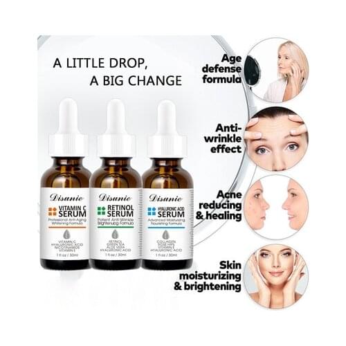 30ml Vitamin C Hyaluronic Acid Face Serum Wonder Liquid Skin Serum Essence Anti Aging Fade Dark Spot Wrinkle Moisturizing