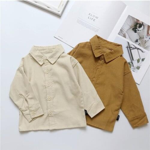 Toddler Boys Clothes Shirt Autumn Kids Korean Solid Casual Long Sleeve Corduroy Shirts for Boy 2 3 4 5 6 Y Child Top New Arrival