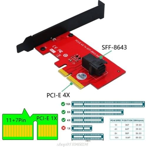SFF 8643 to PCIe 4X Adapter Module 2.5 Inch U.2 PCIe-NVMe 36-Pin SSD Converter Board Desktop PC A29 21 Dropship