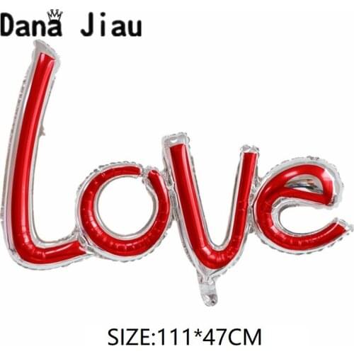 DanaJiau red silver conjoined LOVE Letter foil Balloon Wedding decoration balloons Valentines Day Anniversary inflate ball