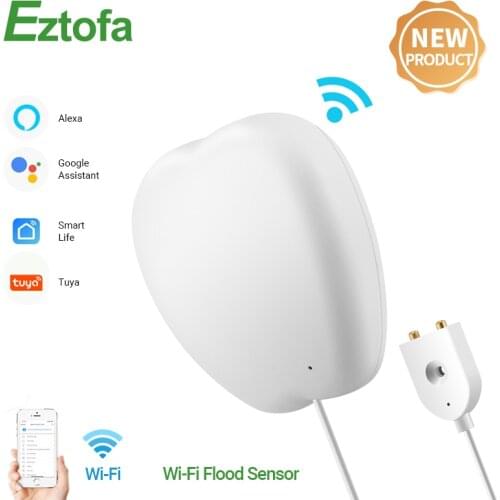WiFi Smart Flood Sensor Remote Control Water Leakage Detector Flood Overflow Alert Security Alarm System Tuya/Smart Life App