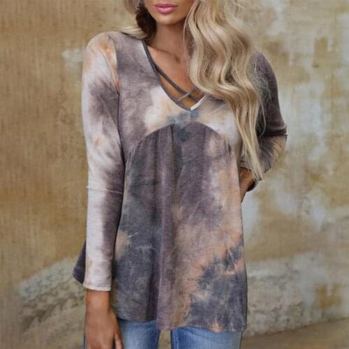 WomenS Pullover Autumn Hot Style V-Neck Printing Long-Sleeved Casual Loose T-Shirt Top All-Match New толстовка женска 50