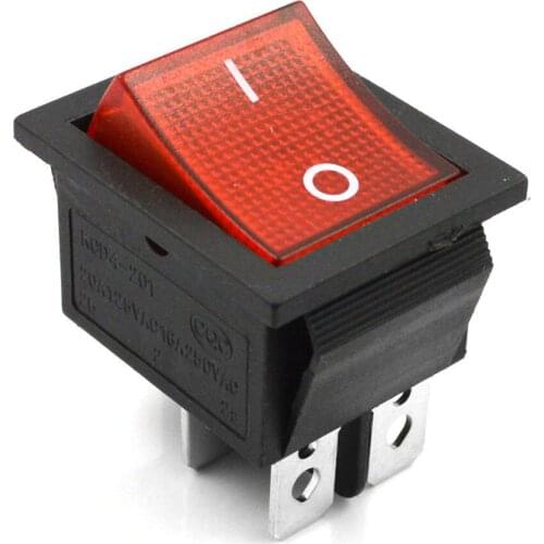 10 Pcs Red Lamp 4 Pin ON/OFF 2 Position DPST Rocker Switch 16A/250V KCD4-201 NEW