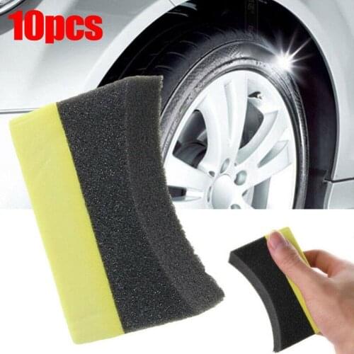 10pcs Pe Car Tyre Cleaning Sponge Cleaning Dressing Waxing Polishing Brush Sponge Tool U-shaped Design Strong Cleaning Power
