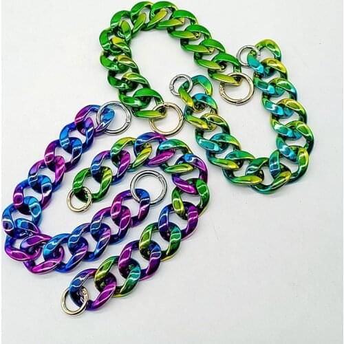 30cm Detachable Colorful Shoulder Bag Strap Metal Resin Chain For Purse Handbags DIY Replacement Two-Color Belt Bag Accessories