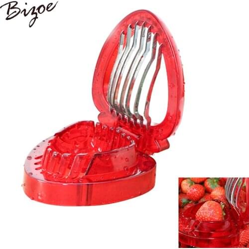 5pcs Strawberry Slicer Stainless Steel Kitchenware Plastic Fruit Carving Tools Strawberry Cake Decoration Salad Cutter