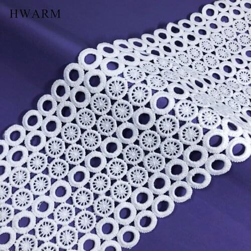 5yard High Quality White African Arts Craft Lace Fabric Ribbon 9Rows Of Small Circles 10cm Sewing Trim Wedding Dress Accessories