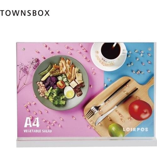 A4 Acrylic Clear Photo Poster Picture Frame Stand Horizontal t Shape for Table Desk Top Advertising Promotion Display