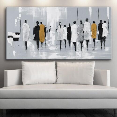 Walking Crowd Abstract Oil Painting On Canvas Wall Art Home Decor Picture Modern Living Room Decoration No Framed