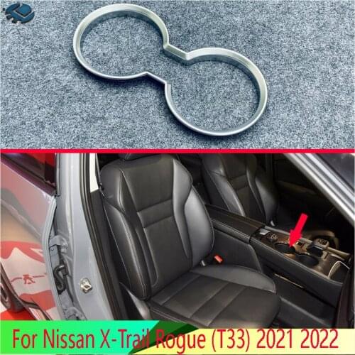 For Nissan X-Trail Rogue (T33) 2021 2022 Car Accessories ABS Chrome Front Center Console Cup Drink Holder Cover Trim