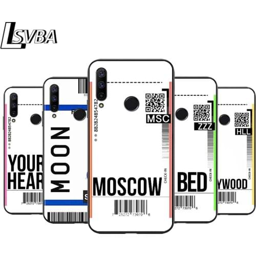 Air Ticket Travel for Huawei Honor 30 20S 20 10i 9S 9A 9C 9X 8X 10 9 Lite 8A 7C 7A Pro Phone Case Black Cover