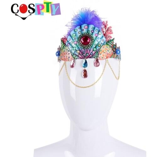 Cospty Luxury Crystal Headware Carnival Party Feather Diamond Corona Headdress Cartoon Colorful Girls Crown