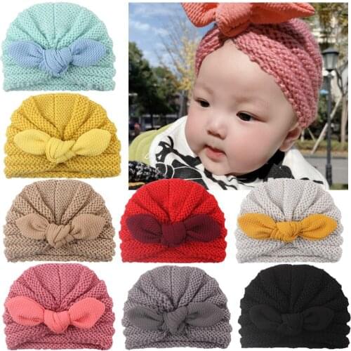 Baby Hats Newborn Knitting Cap Toddler Kids Boys Girls Hat Beanie Cap Infant Autumn Winter Warm Rabbit Ear Skullies Hat