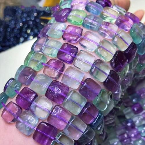 Fluorite Square flat 10*15mm for DIY jewelry making loose beads FPPJ wholesale beads nature gemstone