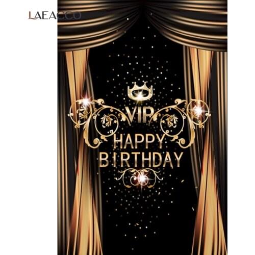 Photo Background Happy Birthday Party Curtain Crown Gold Glitter Photography Backdrop Child Baby Portrait Photocall Photo Studio