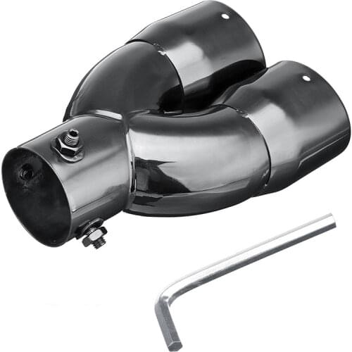 Car Double-Barrel Exhaust Pipe Stainless Steel Auto Vehicle Inlet Dual Rear Muffler Exhaust Tip Tail Pipe Outlet With Wrench