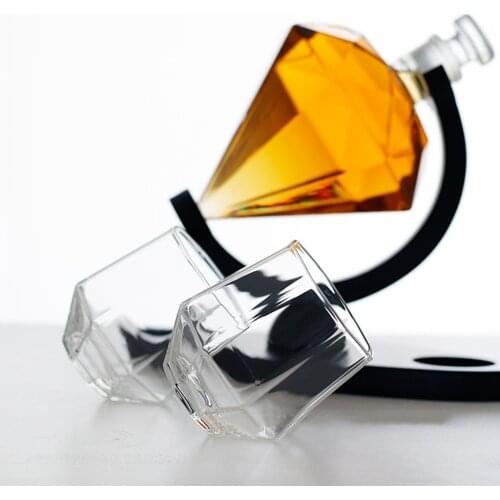 Exquisite Diamond Shaped Decanter w/ Diamond Glasses for Vodka Anniversary Gifts