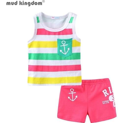 Mudkingdom Girls Boys Summer Outfits Colorful Striped Vest Shorts Set for Kids