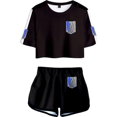 Anime cosplay Attack on Titan Scout Regiment Levi Cosplay Costume Adult Girl Sexy Shorts T Shirt Streetwear Funny Tracksuit