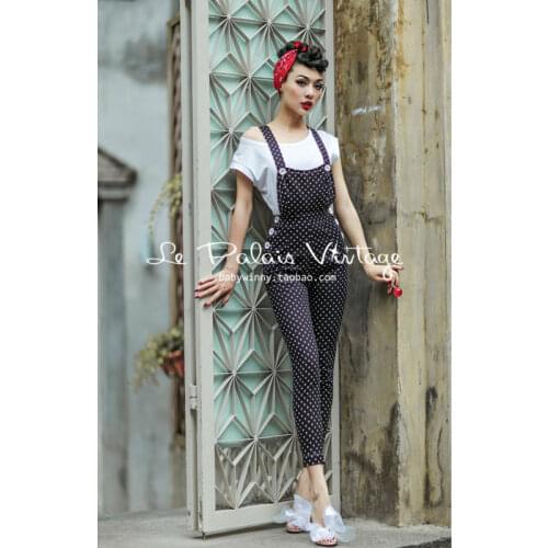 Le Palais winter Vintage limited edition retro dots slim package hip pencil Bib/rompers