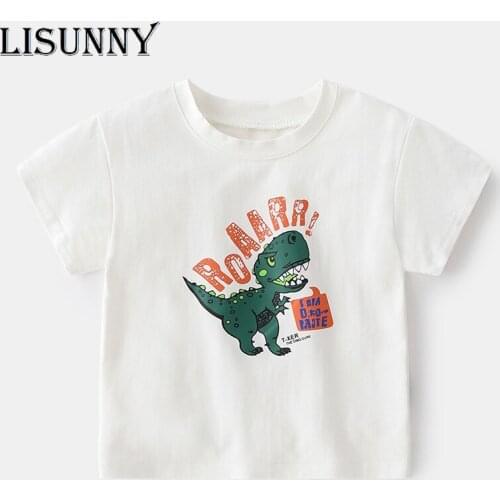 LISUNNY 1-6y Boys T-Shirt 2021 Summer New Children Short Sleeve T-shirt Cartoon Letter Shirt Baby Top Breathable Kids Tees