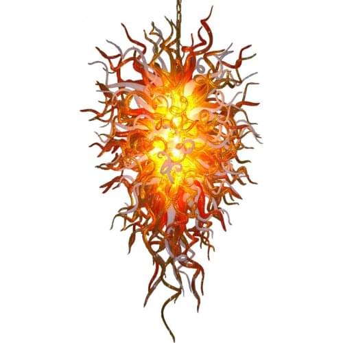Large Pendant Lamps for Duplex Living Room Modern Chandelier American Pride Hand Blown Glass Chandelier White Orange Amber Color