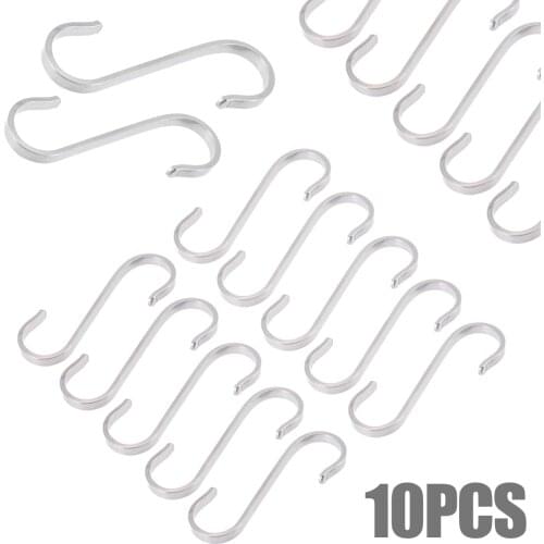 Mayitr 10pcs S Shape Hooks Stainless Steel Hanger Clasp Rack Universal Clothes Kitchen Storage Multifunction Hooks