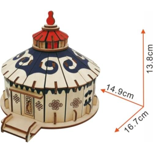 DIY Model toys 3D Wooden Puzzle-Mongolian house Wooden Kits Puzzle Game Assembling Toys Gift for Kids Adult P29