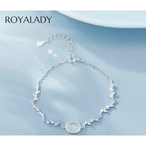 Fashion Natural Moonstone Charms Bracelet For Women Girls 2020 Concise Silver Plated Moon Stone Bracelet&Bangles Fashion Jewelry