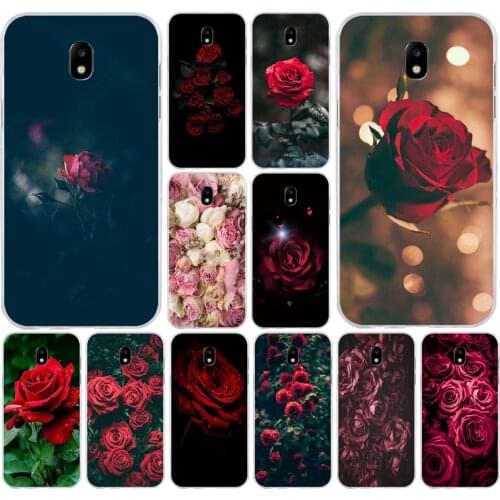 27AS Red Rose Print Soft Silicone Tpu Cover phone Case for Samsung Galaxy J2 J3 J4 J5 J6 J7 Prime 2016 2017 Plus 2018