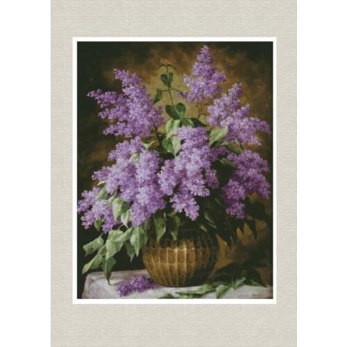 Purple clove flower Cross Stitch Kits Crafts 14CT Unprinted For Embroidered Handmade Art Aida Oil Painting Wall Home Decor