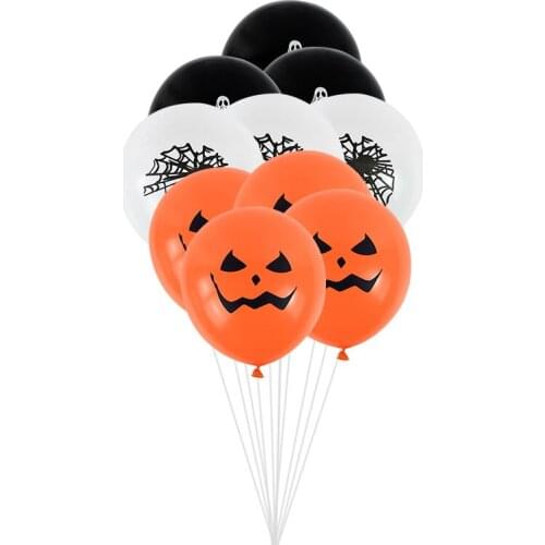 10pcs Latex Balloon Set Halloween Ghost Pumpkin Spider Skull Balloon Bat Print Balloon Halloween Party Inflatable Toy Decoration