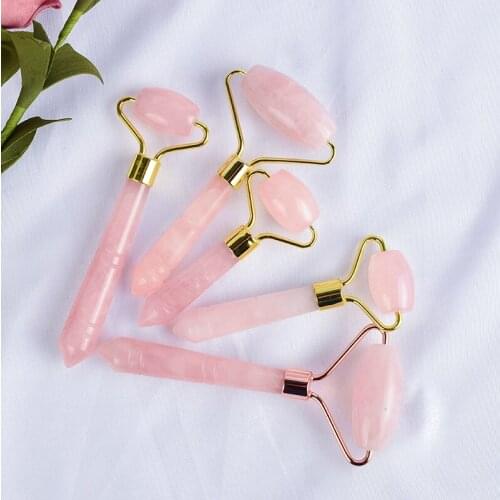Single Head Jade Massage Roller Nature Rose Quartz Facial Back Massager Anti Wrinkle Cellulite Portable Beauty Health Care Tools