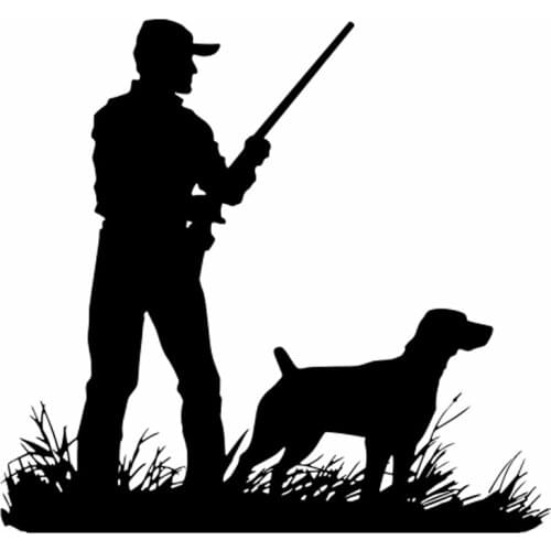 Hunter With Hound Car Sticker Hunting Decal Underbrush Waterproof Rear Window Decor Black/silver CL447