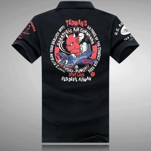 Japanese tattoo Polo Shirt Mens Casual Red Devil Airman Print Cotton Short Sleeve shirt Man Cartoon Design Punk Tops Tee Shirts
